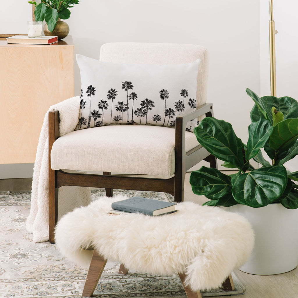 Gal Design Black And White Palms Oblong Throw Pillow