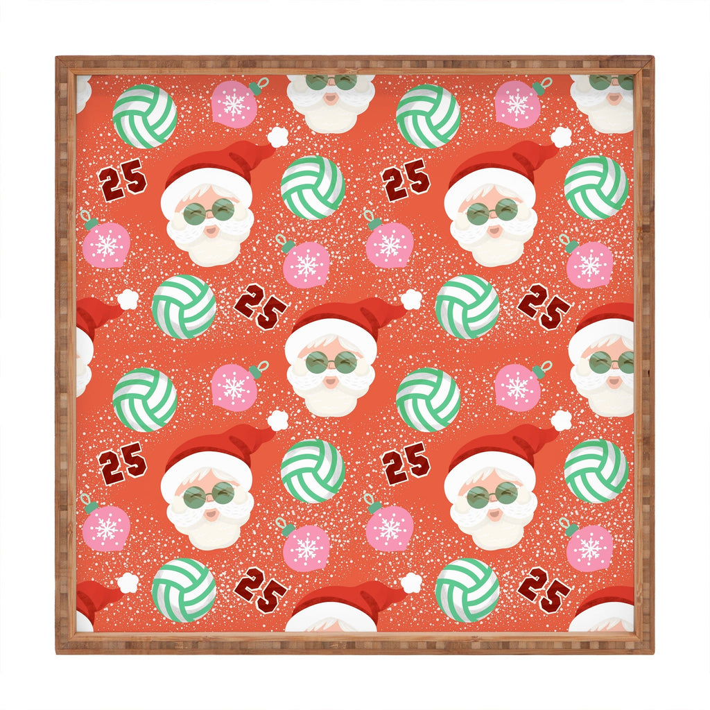 Design by Spark Sporty Volleyball Santa Square Tray