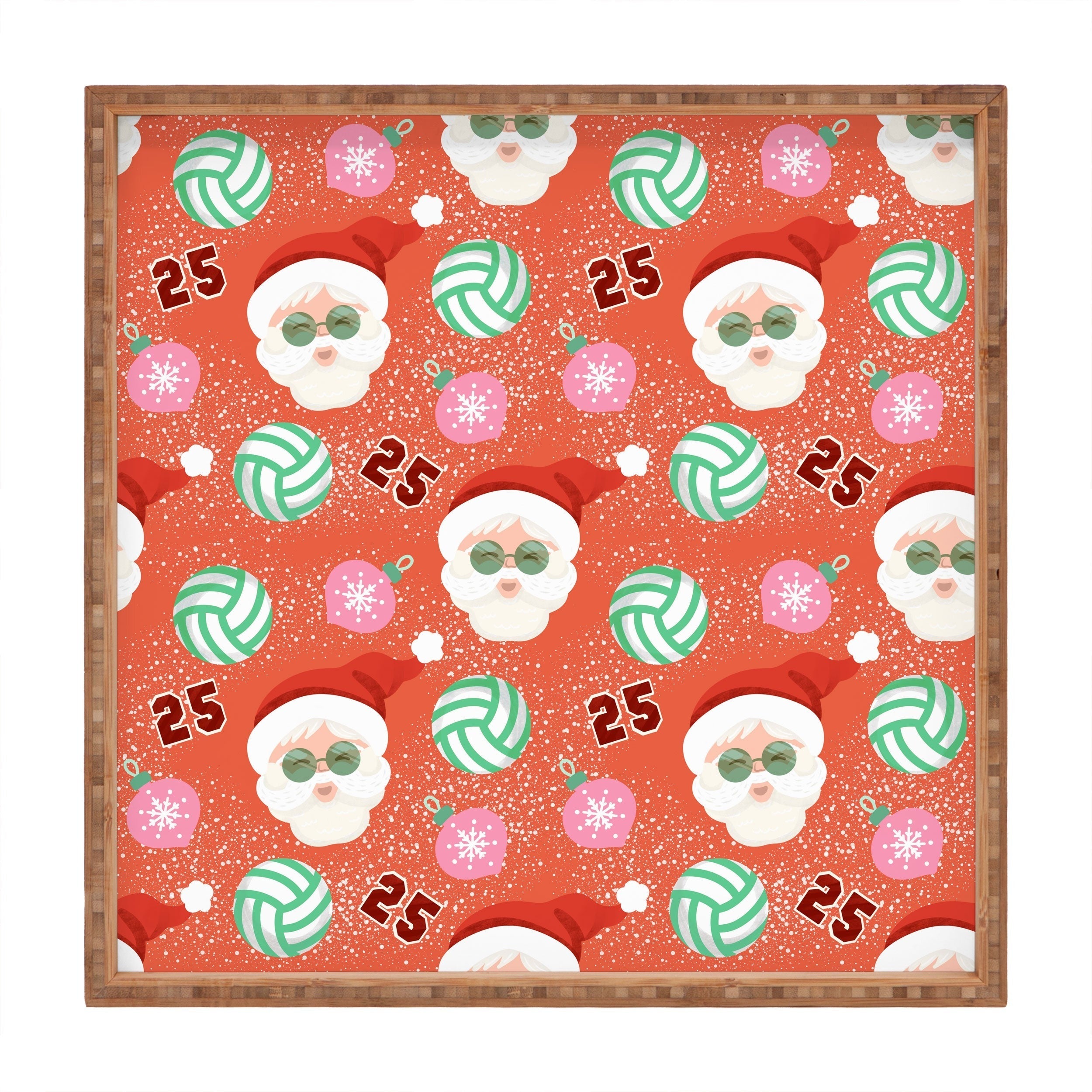 Design by Spark Sporty Volleyball Santa Square Tray