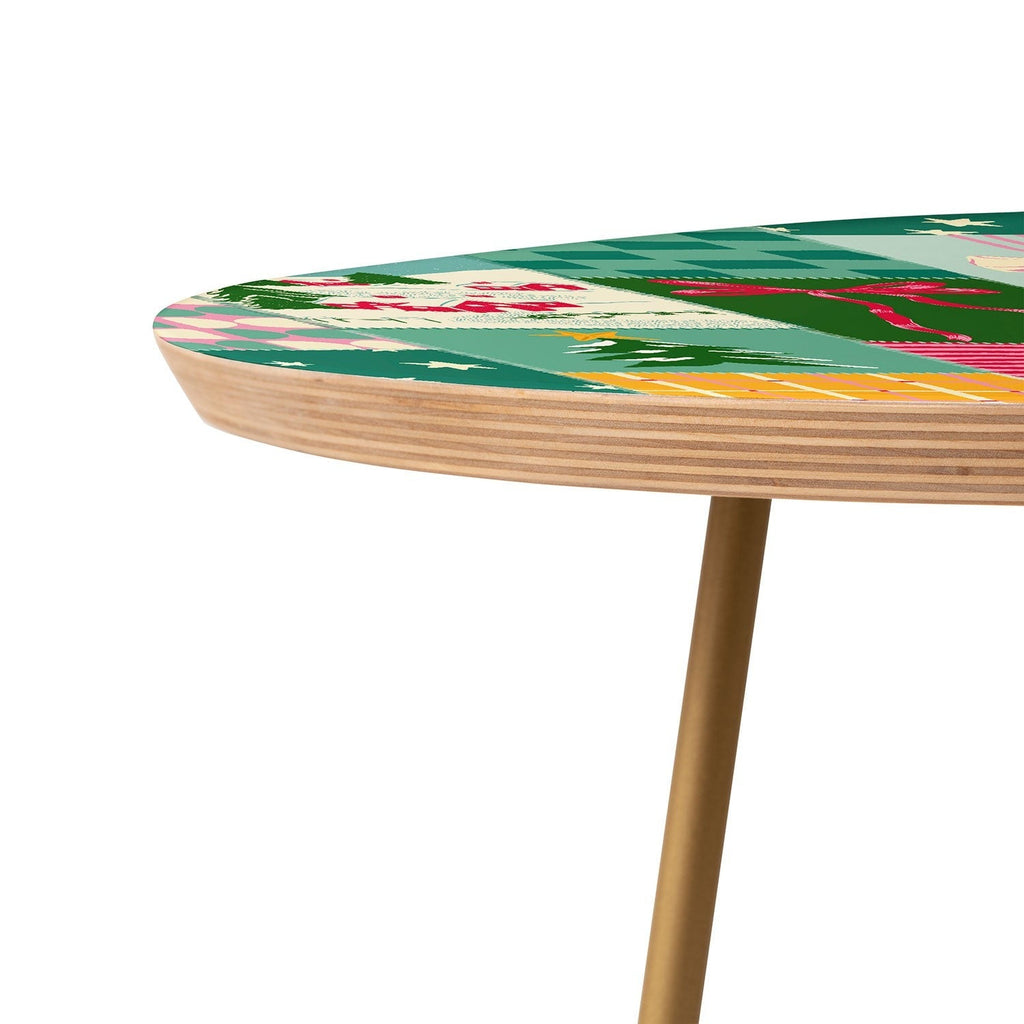 LouBruzzoni Cozy Christmas Patchwork Round Side Table