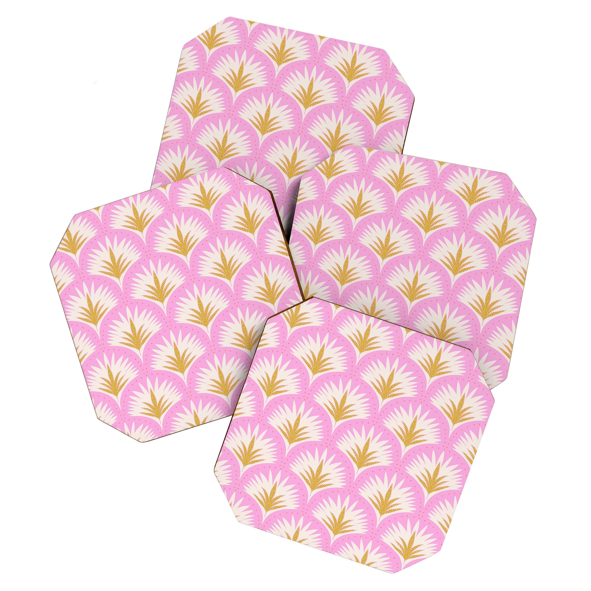 Jennifer Labre Pink Palmetto Coaster Set