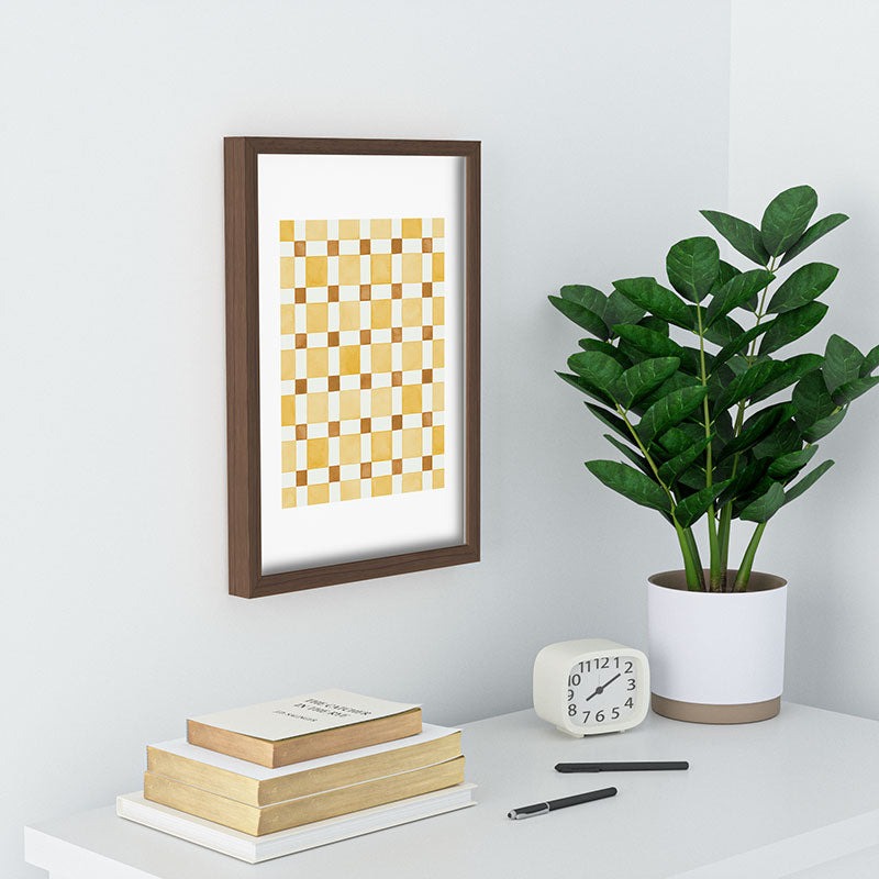 Ninola Design Everyday Artifact Checker Mosaic Tiles Geometry Yellow Recessed Framing Rectangle