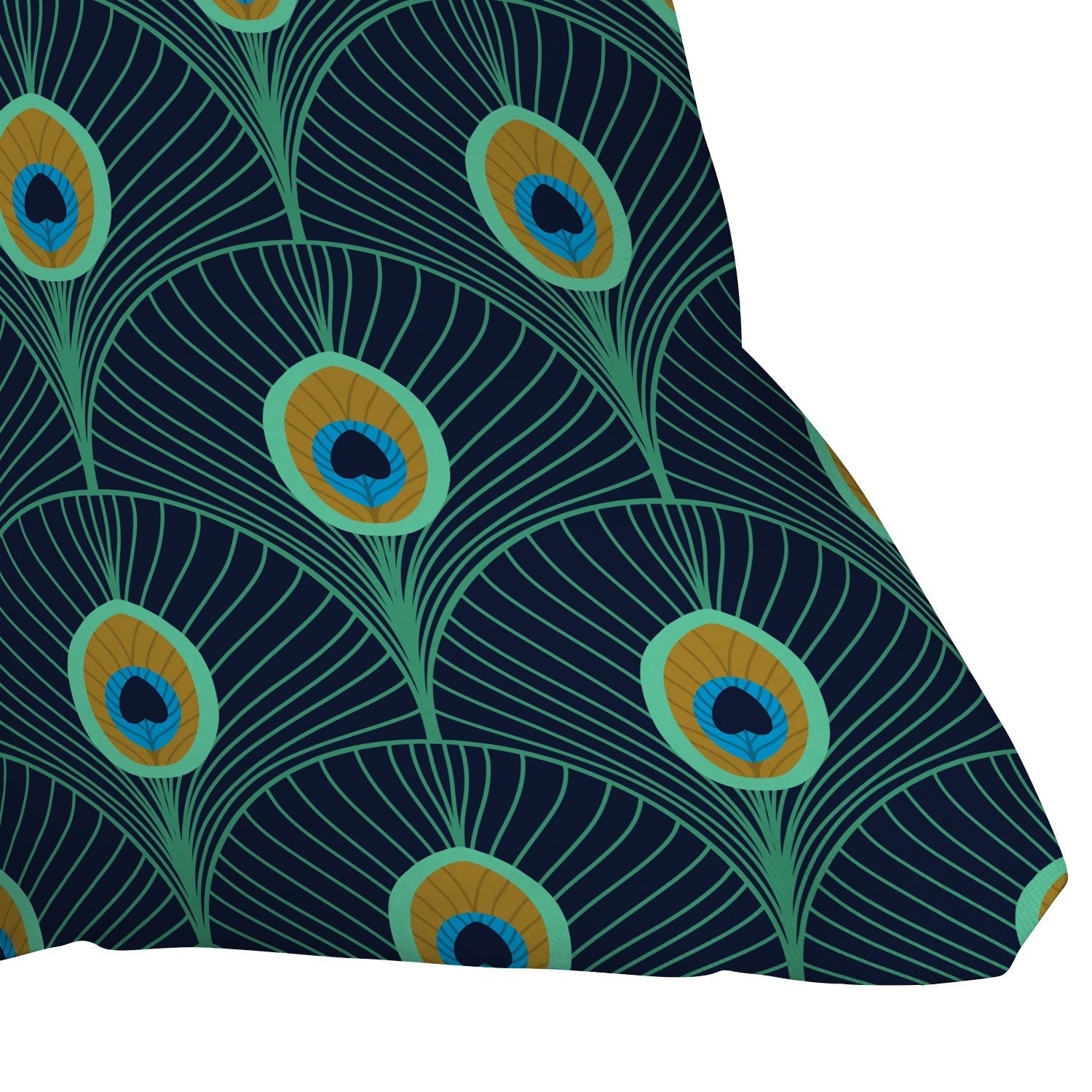 Design by Spark Peacock Deco Feathers Throw Pillow