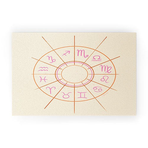Little Om Zodiac Signs cream Welcome Mat