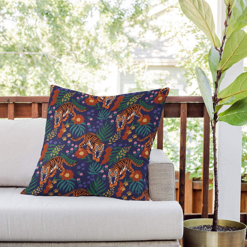 Design by Spark Tiger of the Glorious Jungle Outdoor Throw Pillow