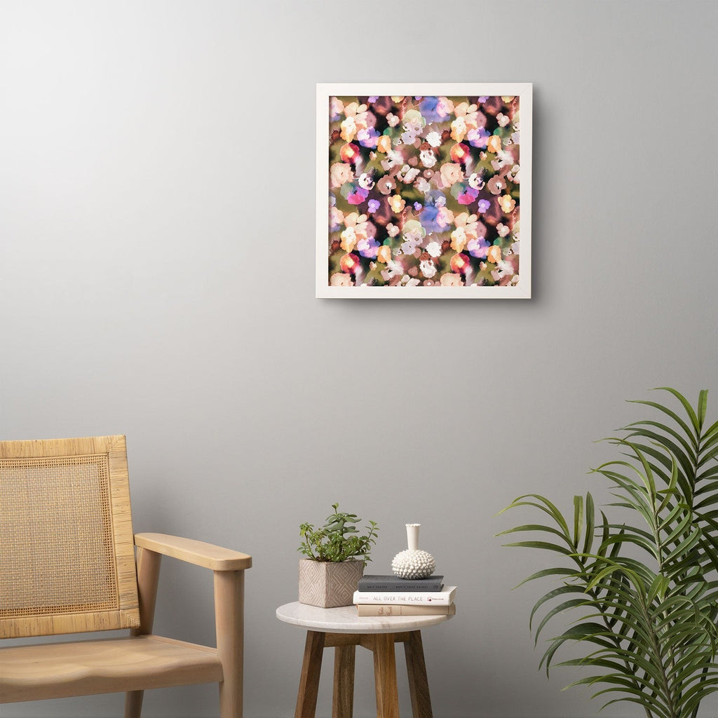 Ninola Design Botanic Retreat Ombre Abstract Watercolor Flowers Pink gold Framed Wall Art