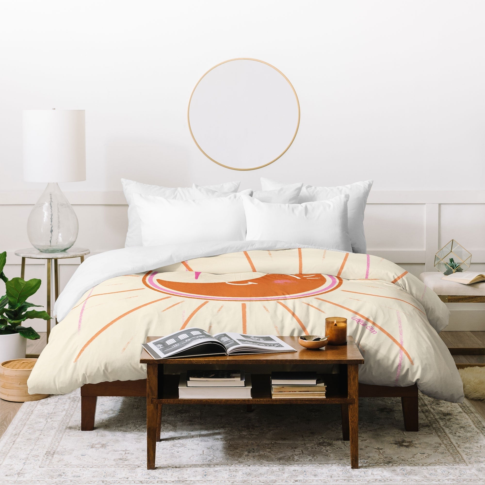 Little Om Celestial Moon cream Duvet Cover
