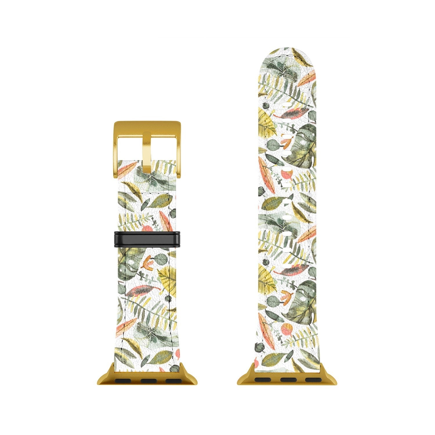 Ninola Design Botanic Retreat Tropical Jungle Leaves Botanical Green Orange Apple Watch Band