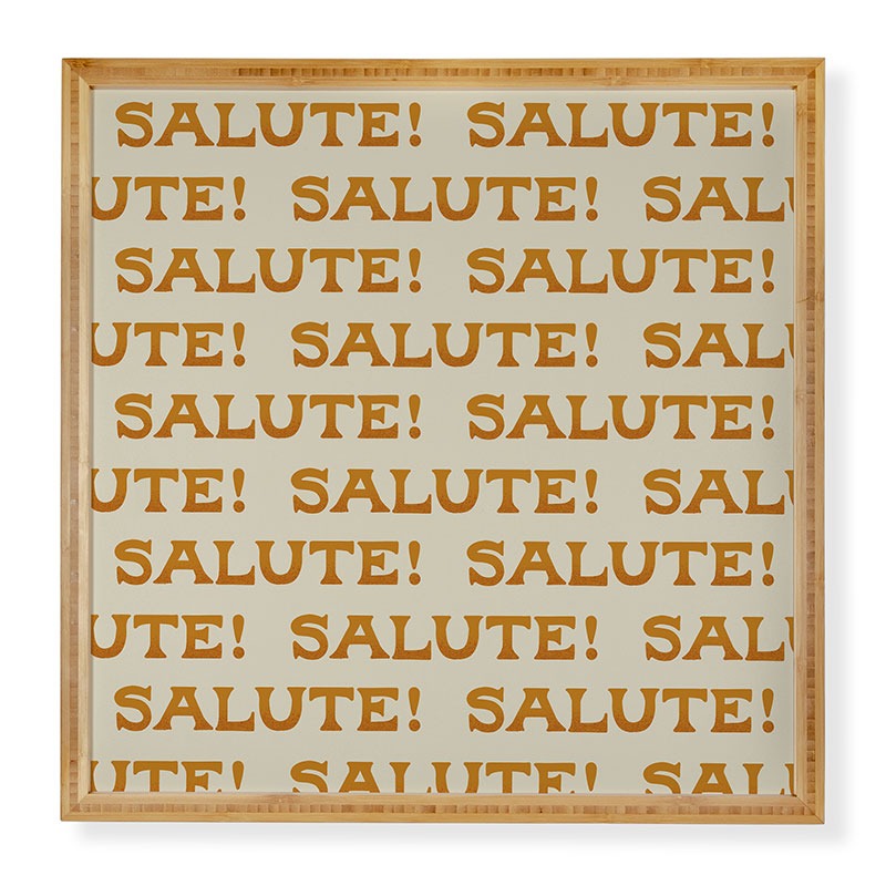 Jessica Molina Salute Gold Pattern on Cream Framed Wall Art
