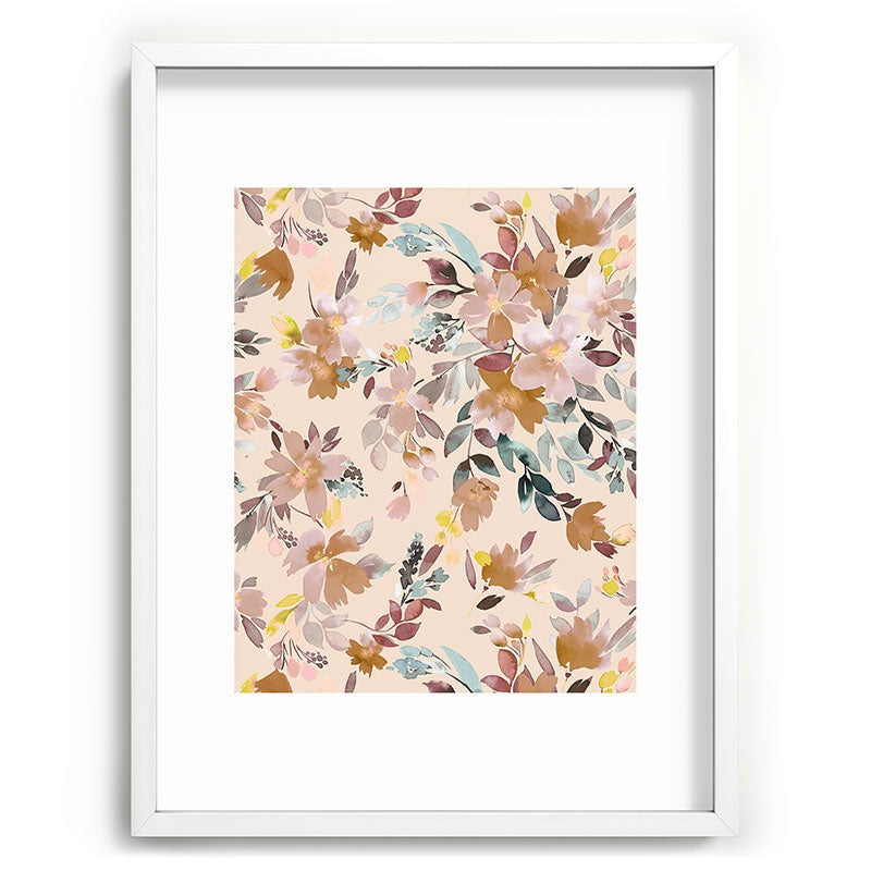 Ninola Design Botanic Retreat Floral Oleander Whimsical Soft Pink Recessed Framing Rectangle