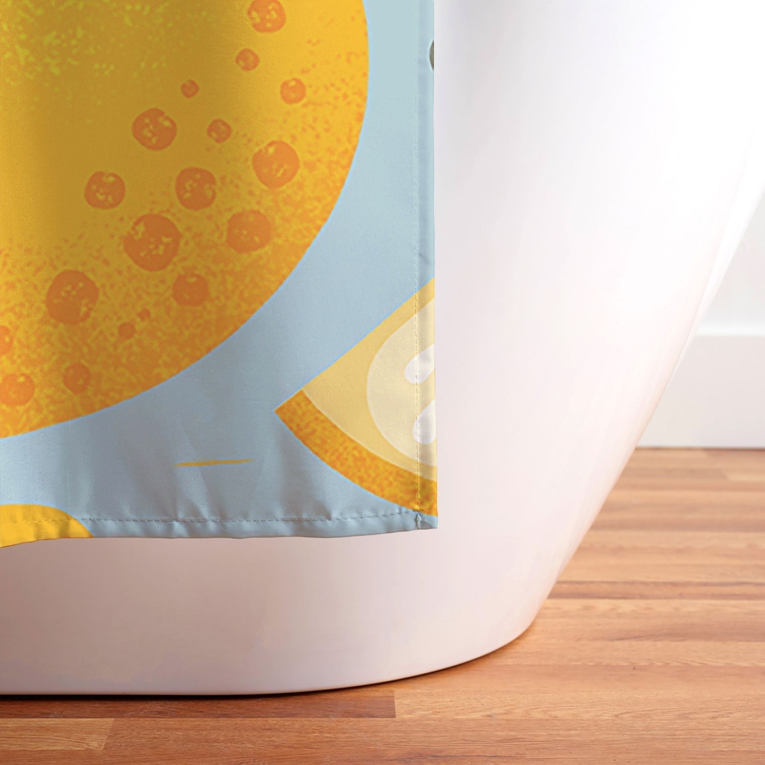 Jessica Molina Lemon Pattern on Sky Blue Shower Curtain