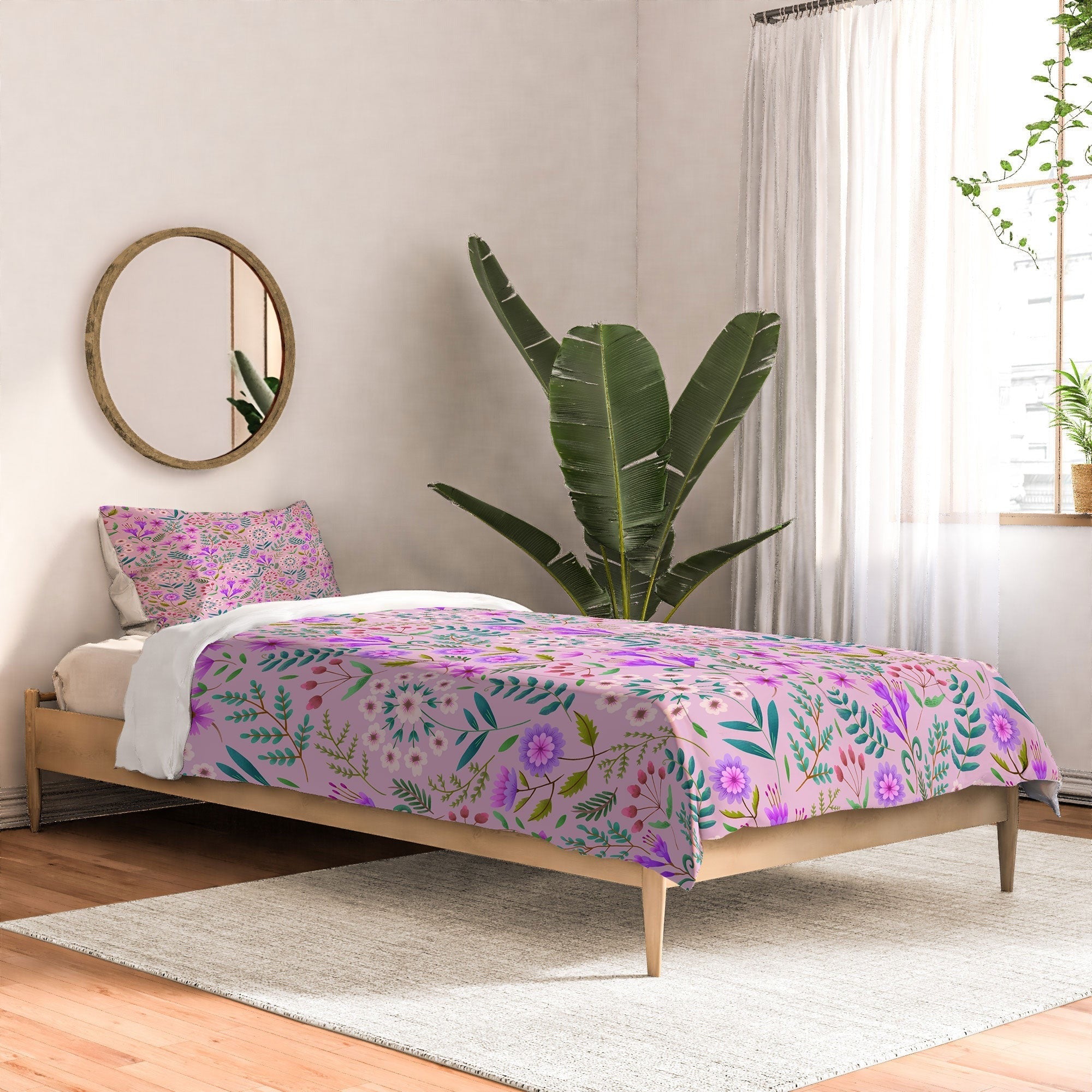 Pimlada Phuapradit Ditsy Purple Floral Half Drop Comforter