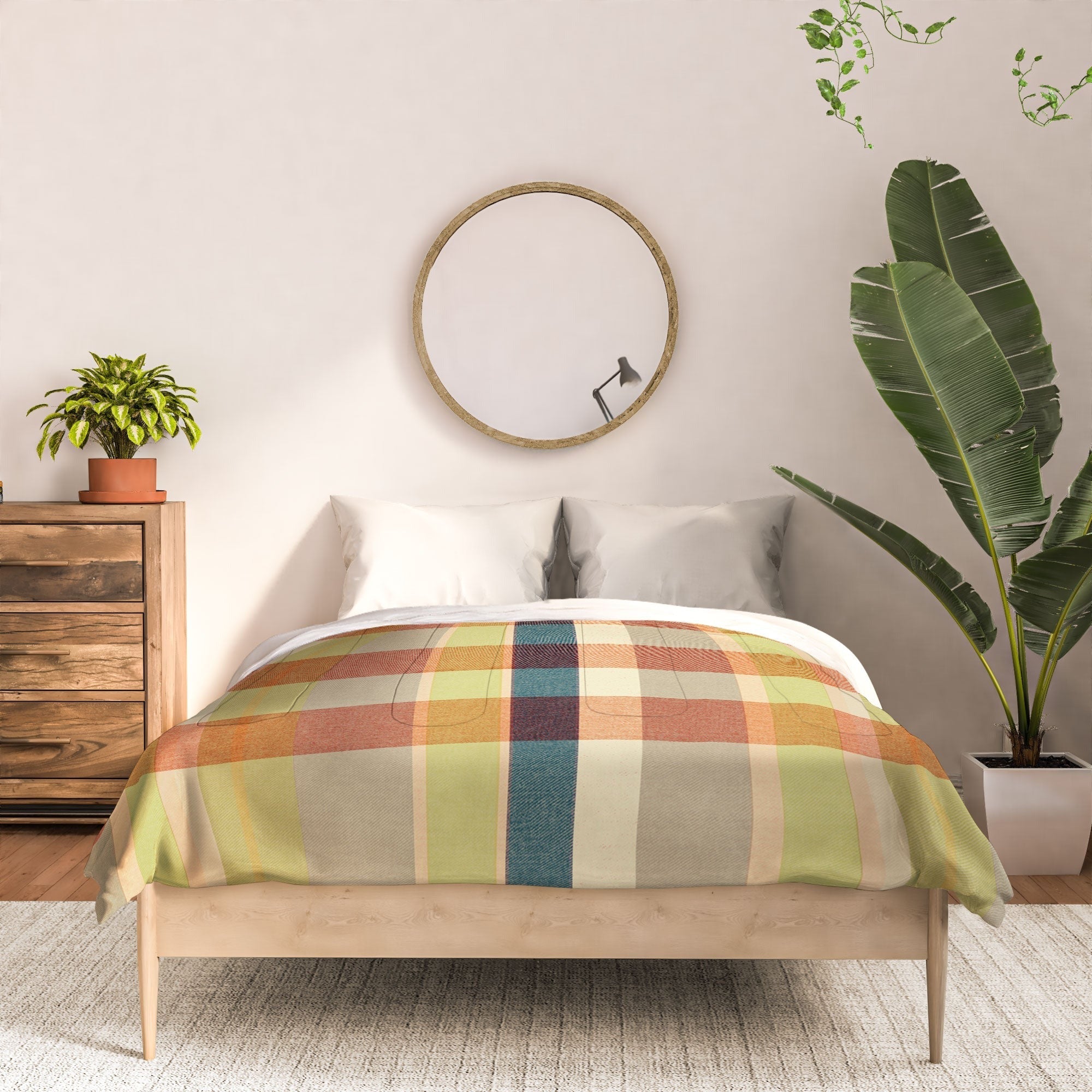 Marta Barragan Camarasa Retro Picnic Plaid Warm Tones Comforter
