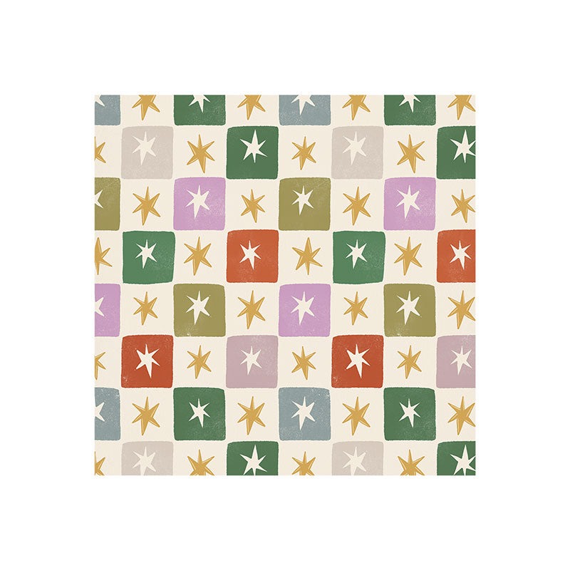 LouBruzzoni Retro Star Block Pattern Art Print