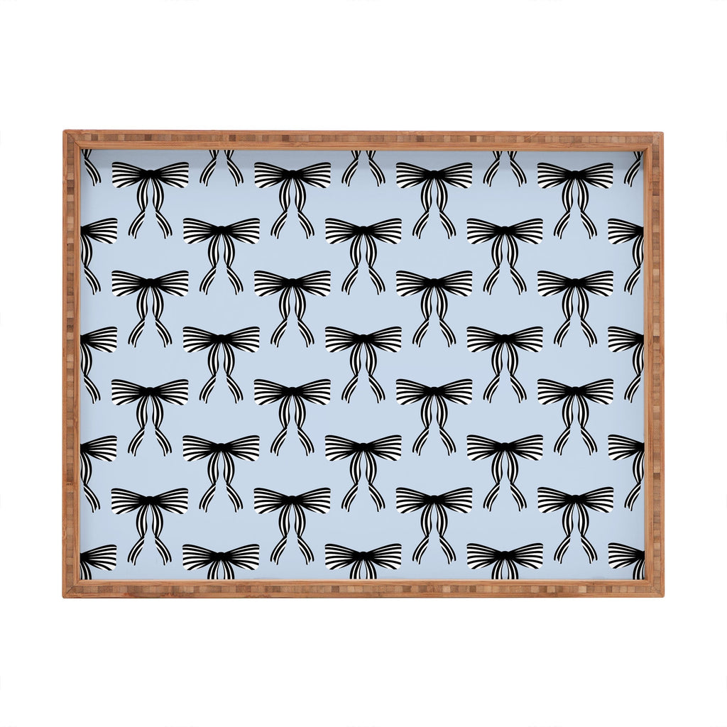 Design by Spark Black Striped Bows Rectangular Tray