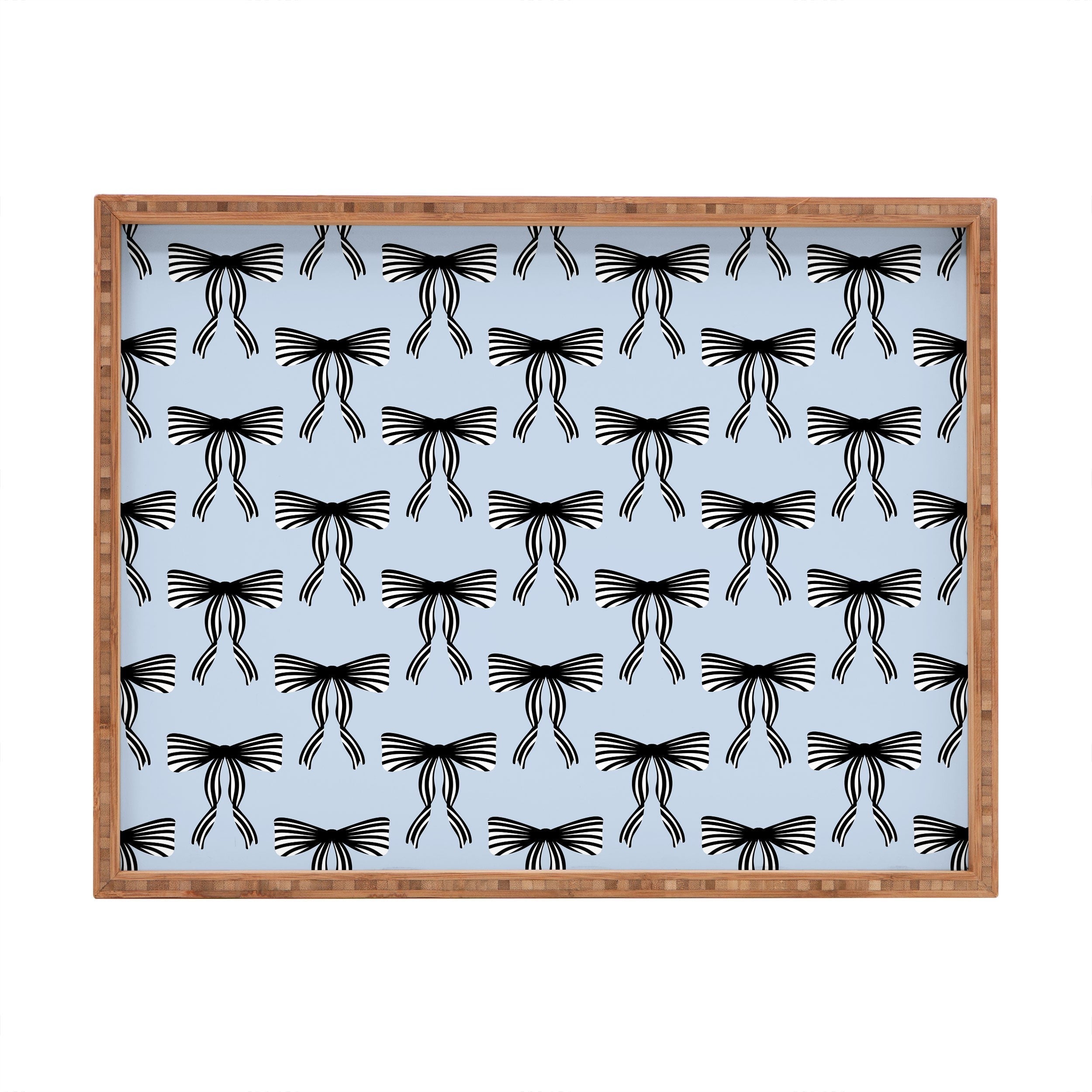 Design by Spark Black Striped Bows Rectangular Tray