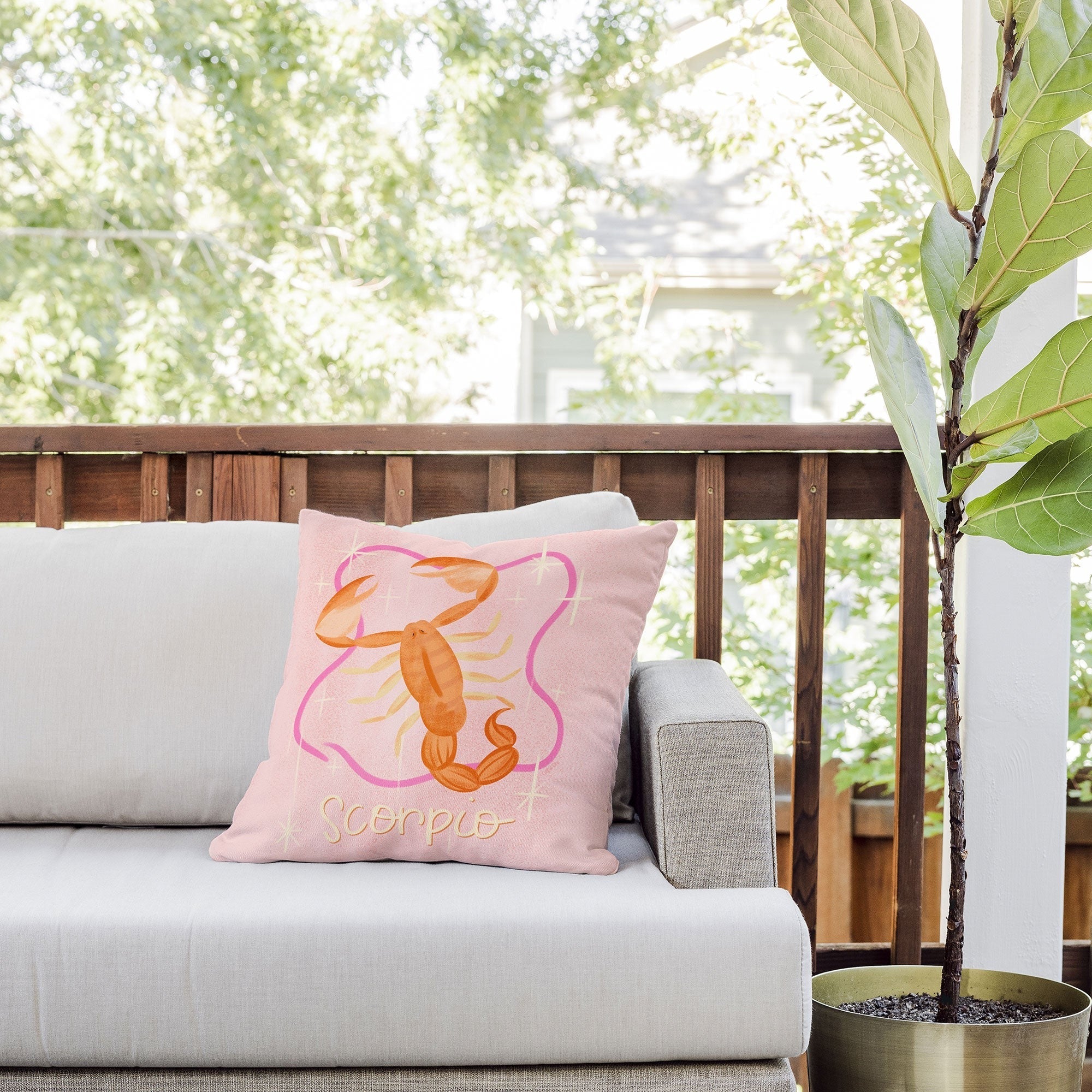 Little Om Zodiac Sign Scorpio Outdoor Throw Pillow