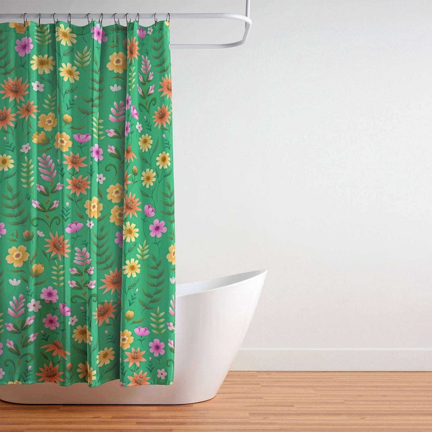 Pimlada Phuapradit Ditsy Spring Floral Green Shower Curtain