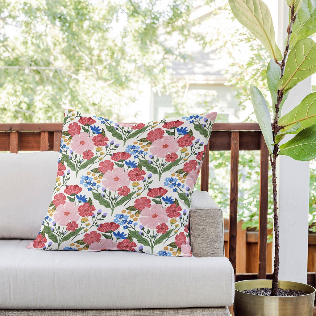 Design by Spark Wild Bloom Flowers Outdoor Throw Pillow