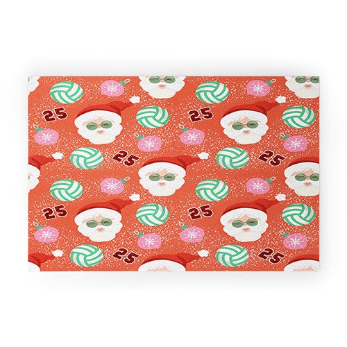 Design by Spark Sporty Volleyball Santa Welcome Mat