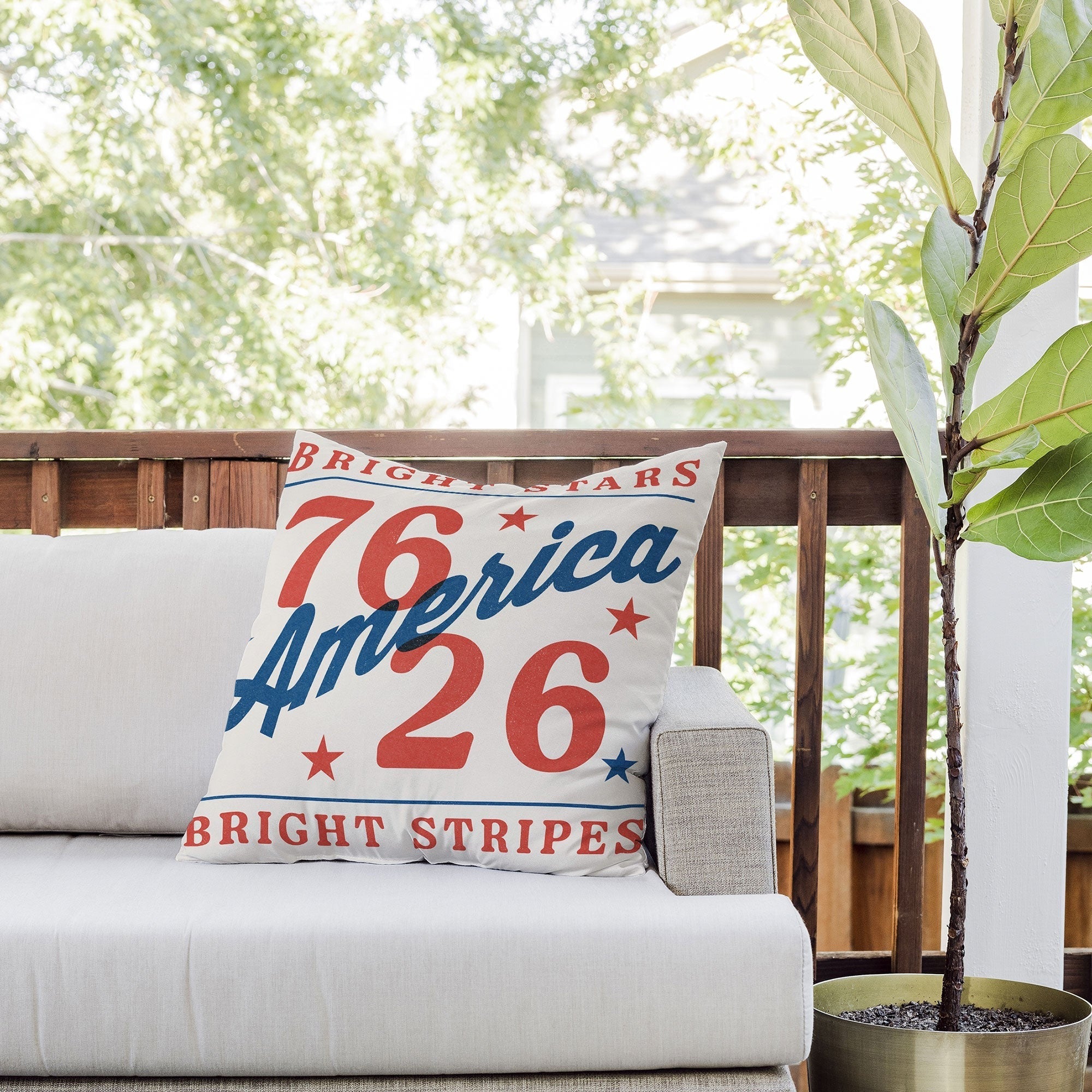 DENY Designs Bright Stars Bright Stripes Outdoor Throw Pillow