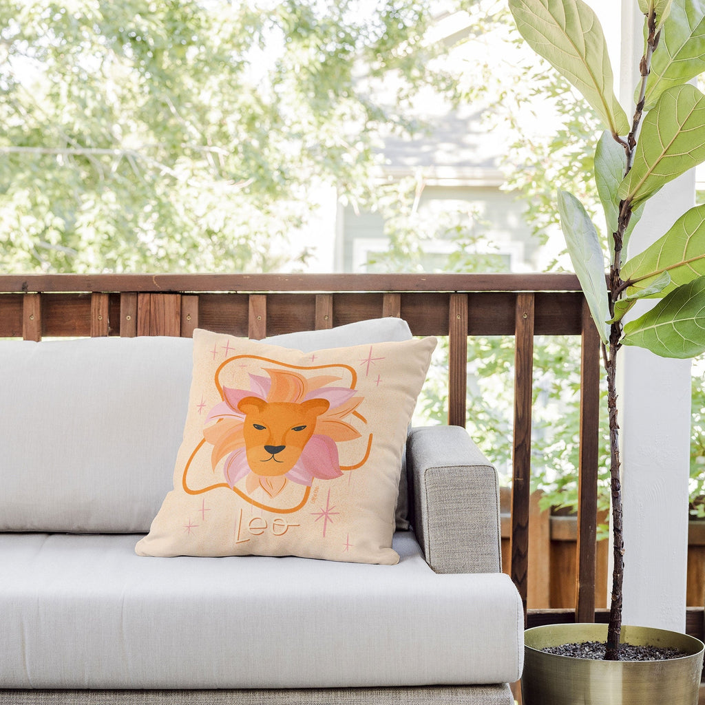 Little Om Zodiac Signs Leo Outdoor Throw Pillow