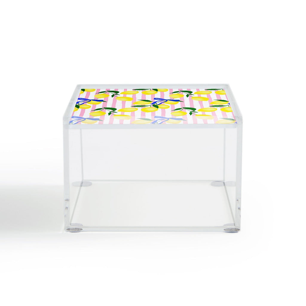 Design by Spark Zesty Lemons and Stripes Acrylic Box
