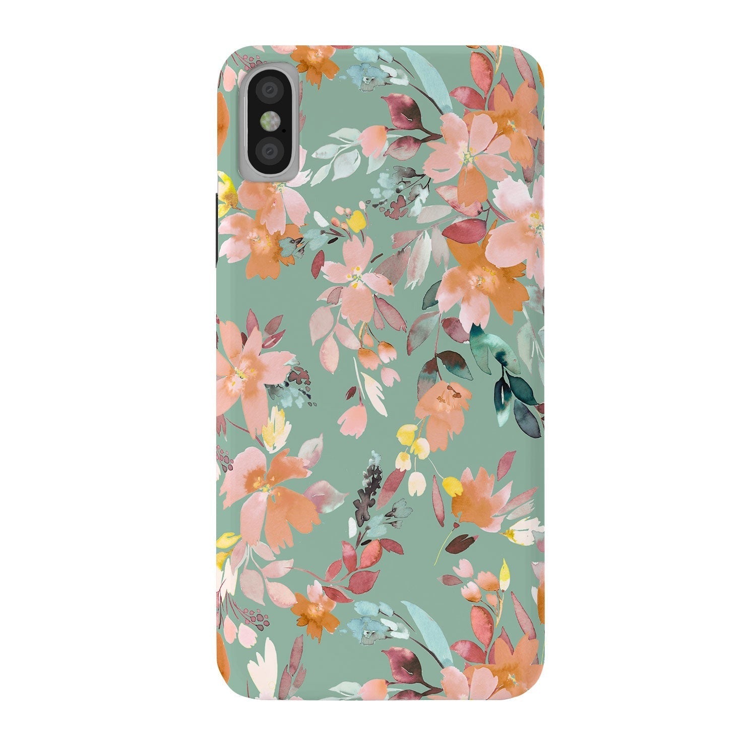 Ninola Design Botanic Retreat Floral Oleander Whimsical Teal Green Phone Case