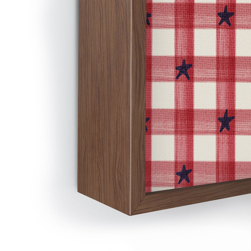 DENY Designs Red Gingham plus Stars Framed Mini Art Print