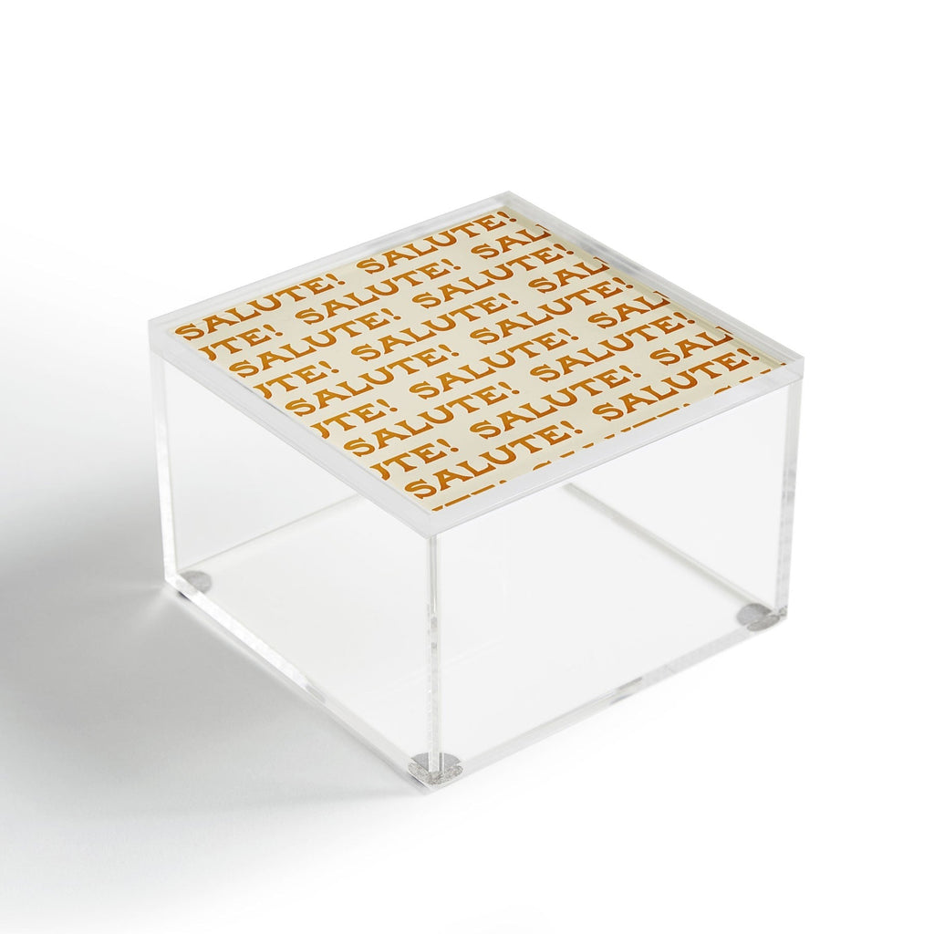 Jessica Molina Salute Gold Pattern on Cream Acrylic Box