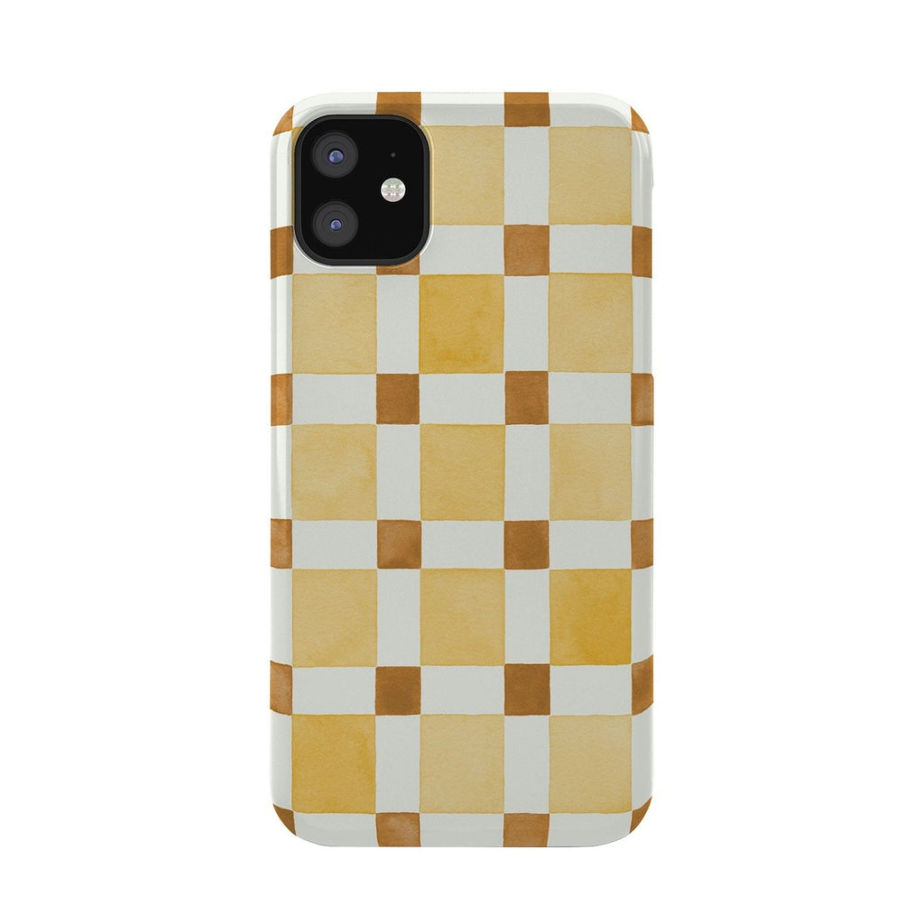 Ninola Design Everyday Artifact Checker Mosaic Tiles Geometry Yellow Phone Case