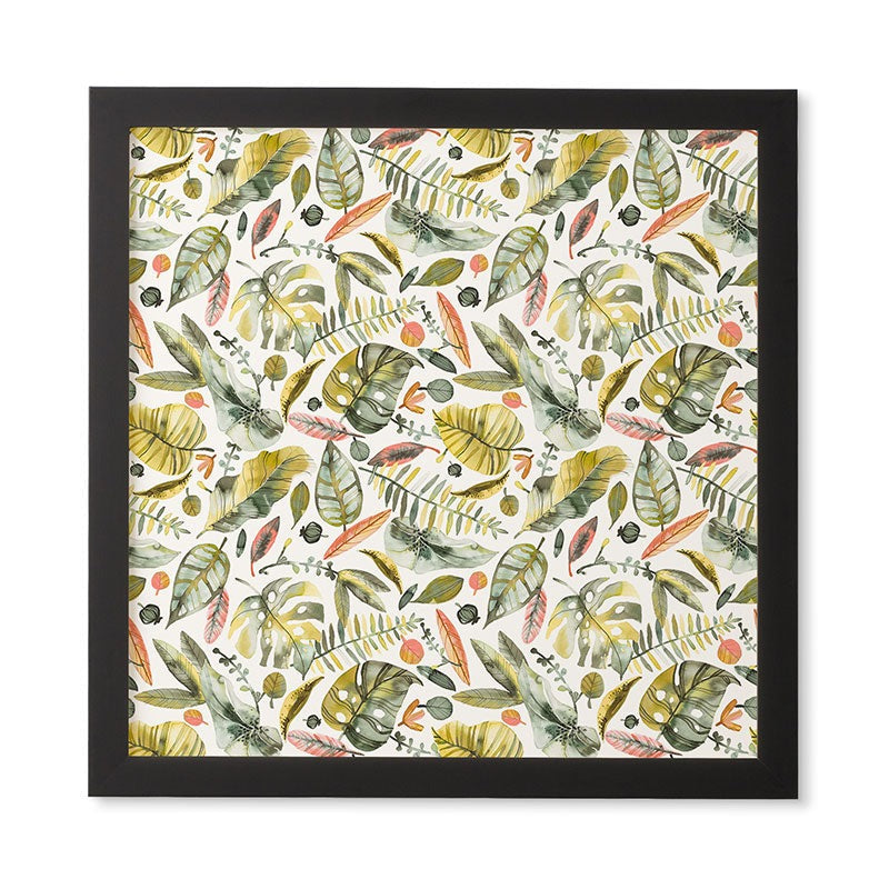 Ninola Design Botanic Retreat Tropical Jungle Leaves Botanical Green Orange Framed Wall Art