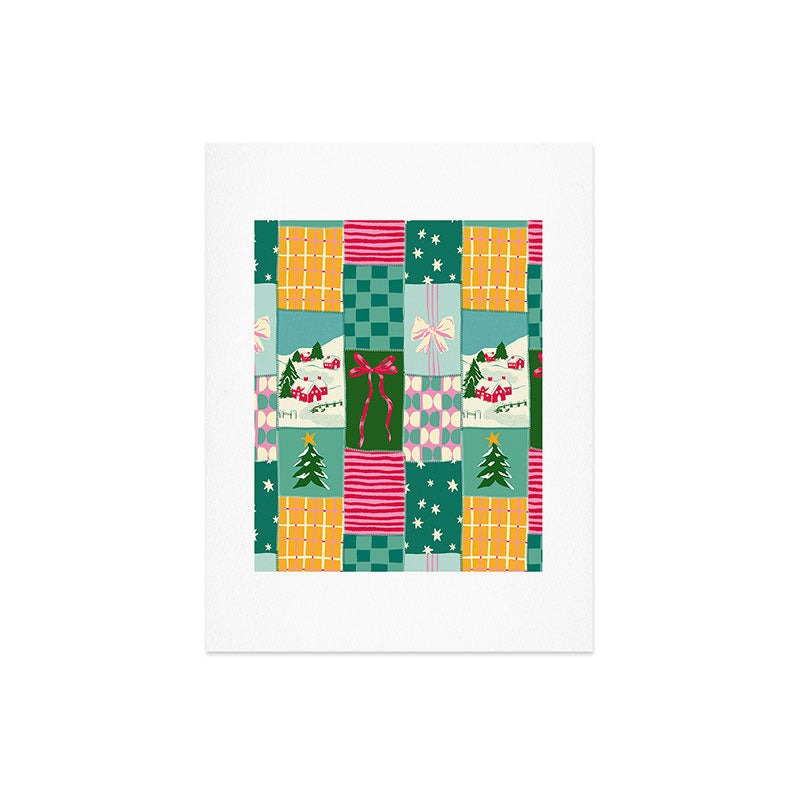 LouBruzzoni Cozy Christmas Patchwork Art Print