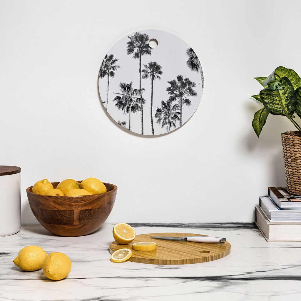 Gal Design Black And White Palms Cutting Board Round