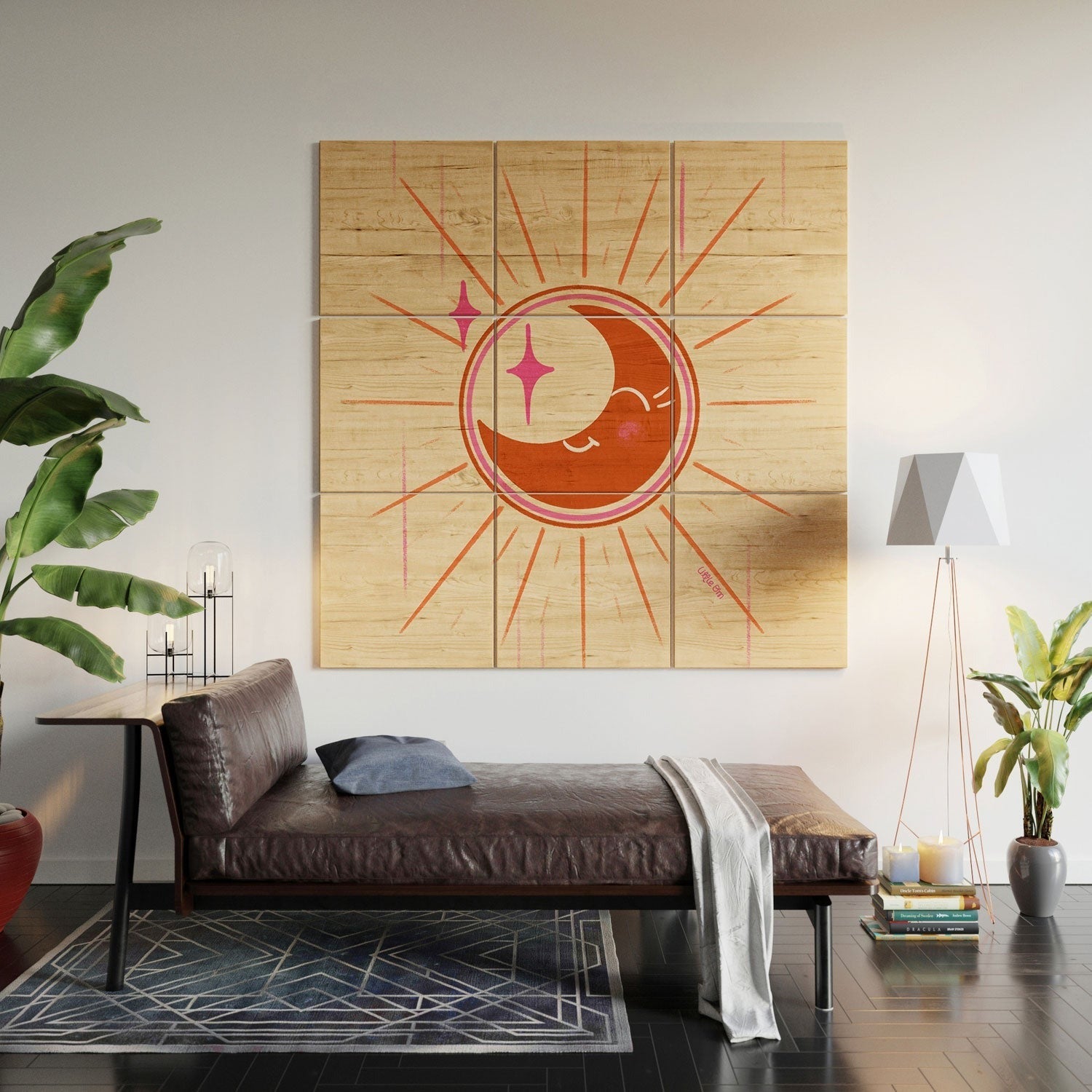 Little Om Celestial Moon cream Wood Wall Mural