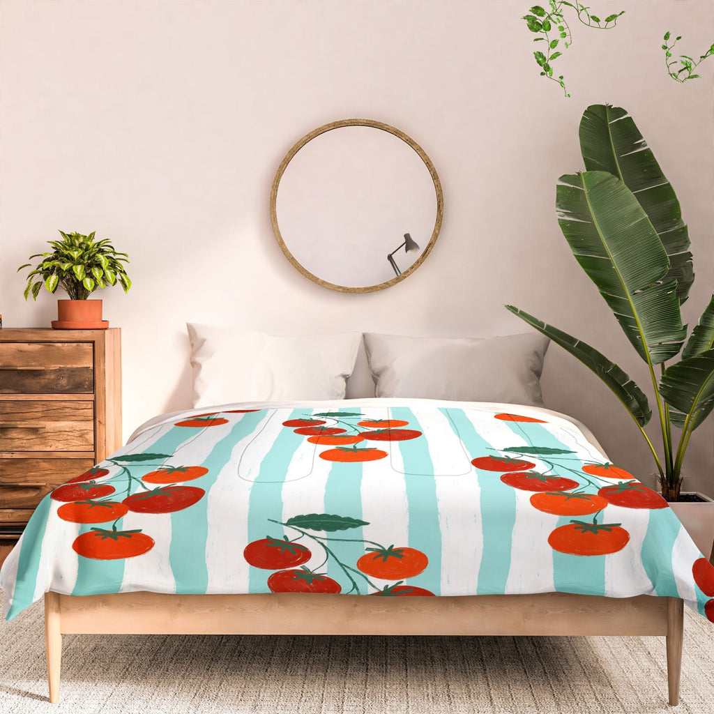 Design by Spark Zesty Tomatoes and Stripes Comforter