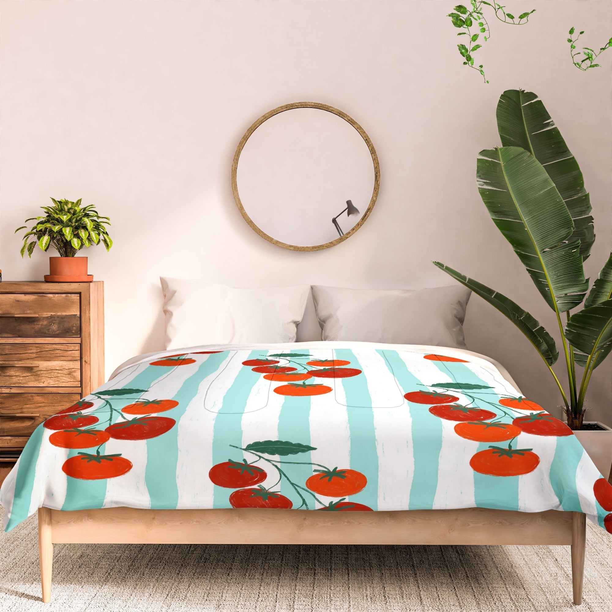 Design by Spark Zesty Tomatoes and Stripes Comforter