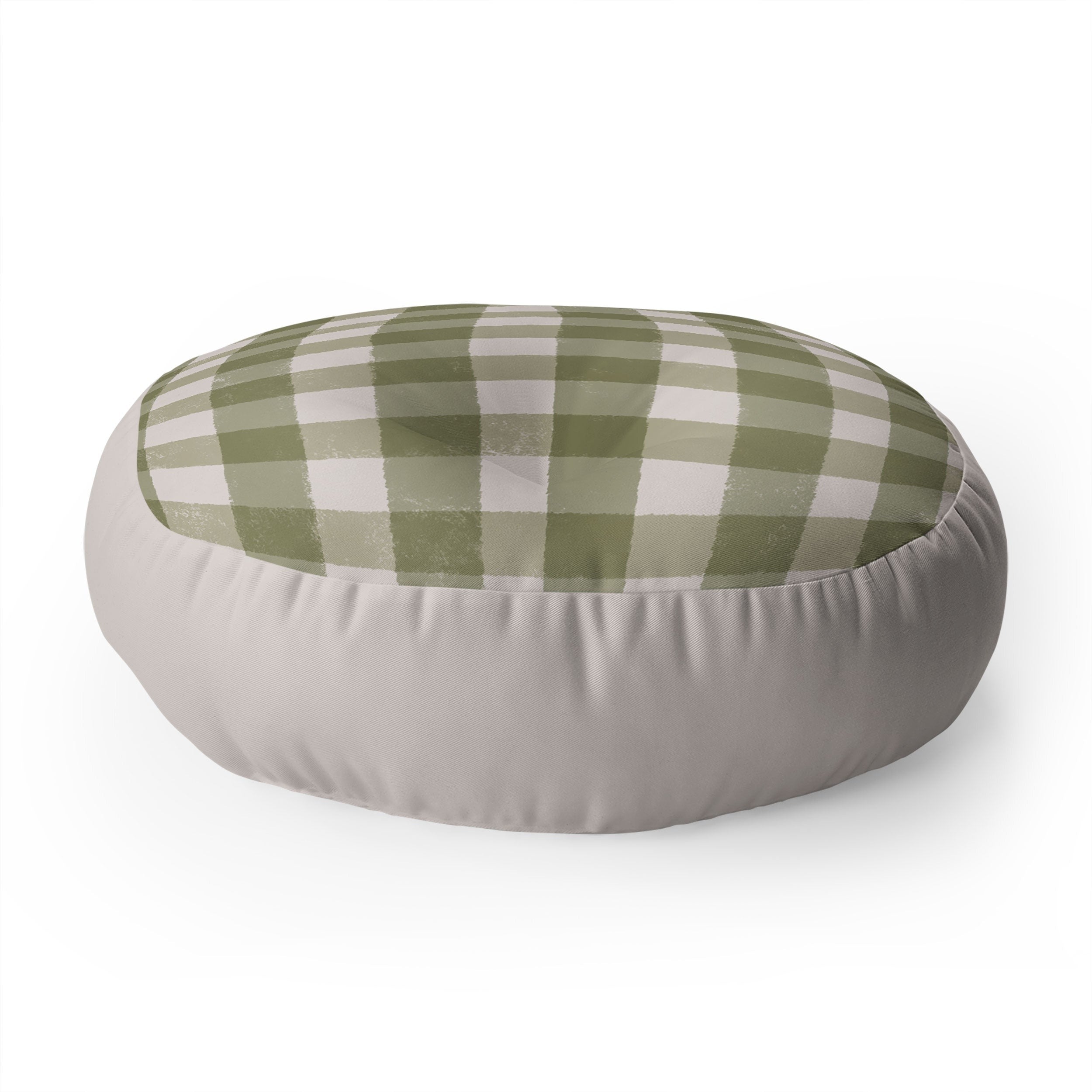 Menina Lisboa Rustic Green Plaid Floor Pillow Round