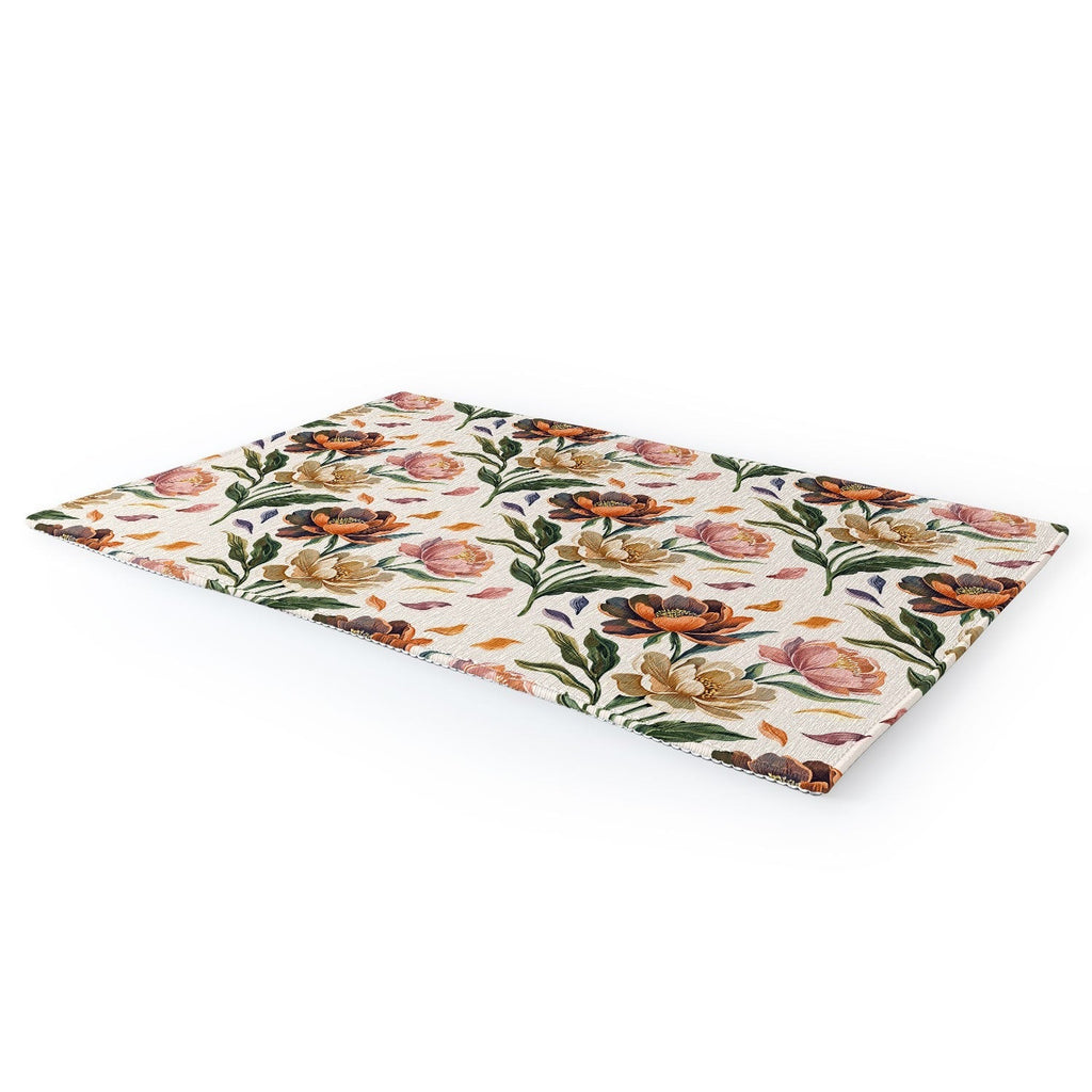 Marta Barragan Camarasa Hand Painted Peony Florals Area Rug