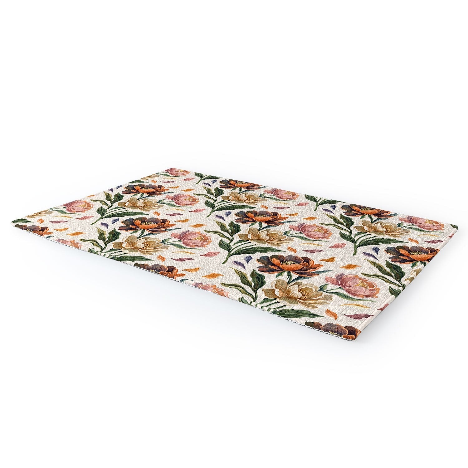 Marta Barragan Camarasa Hand Painted Peony Florals Area Rug