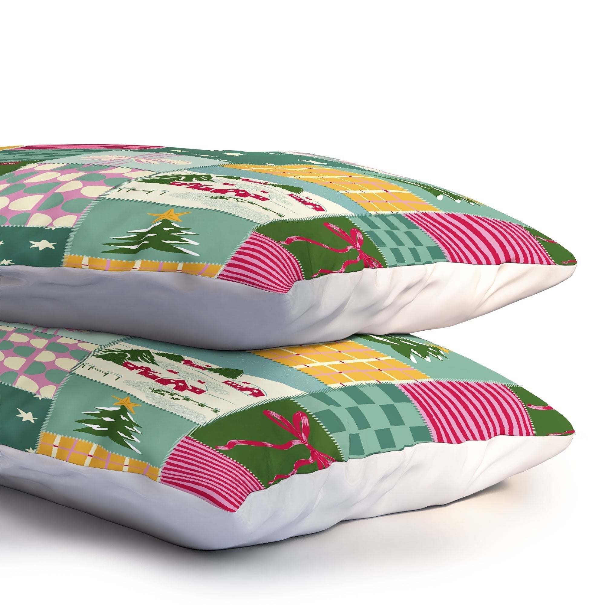 LouBruzzoni Cozy Christmas Patchwork Pillow Shams