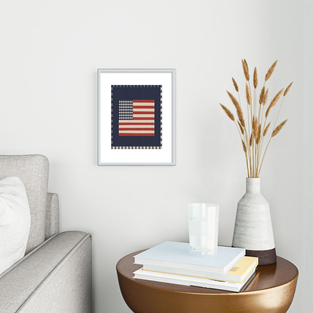 DENY Designs Gingham Flag Metal Framed Art Print