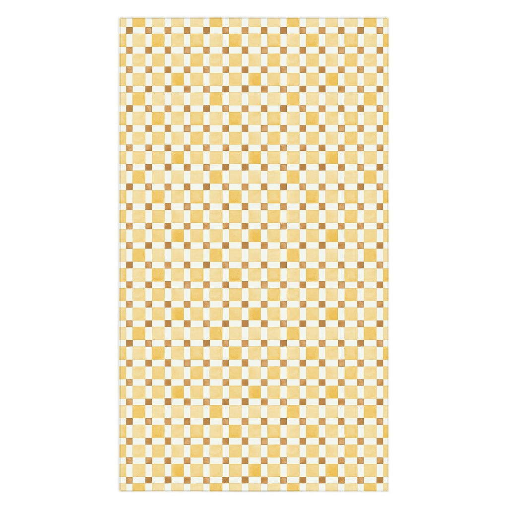 Ninola Design Everyday Artifact Checker Mosaic Tiles Geometry Yellow Tablecloth