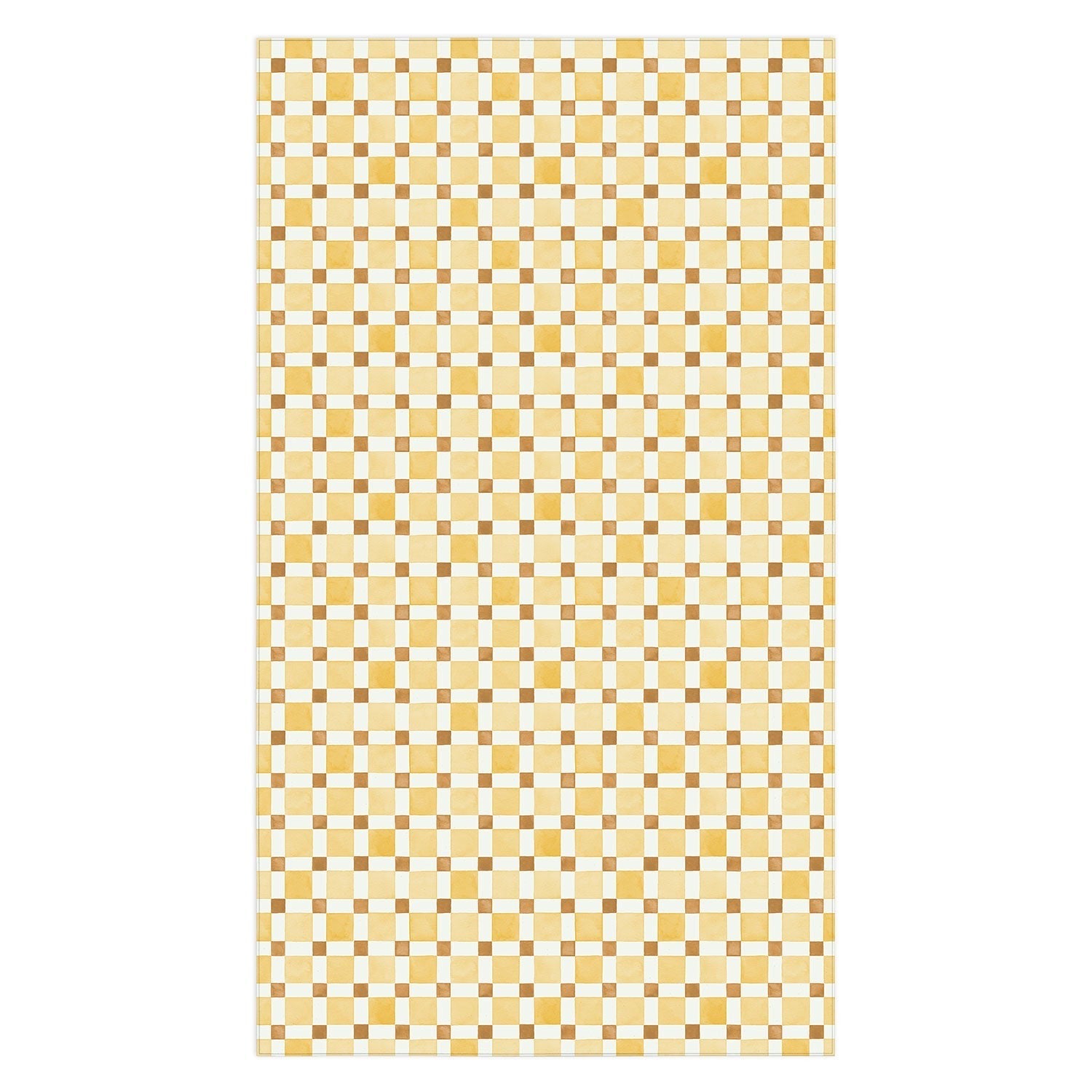 Ninola Design Everyday Artifact Checker Mosaic Tiles Geometry Yellow Tablecloth