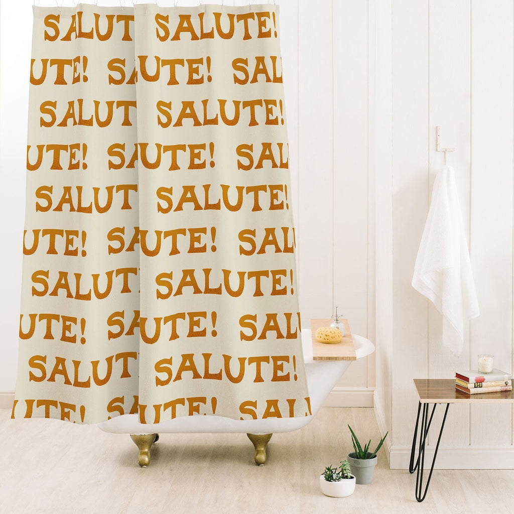 Jessica Molina Salute Gold Pattern on Cream Shower Curtain