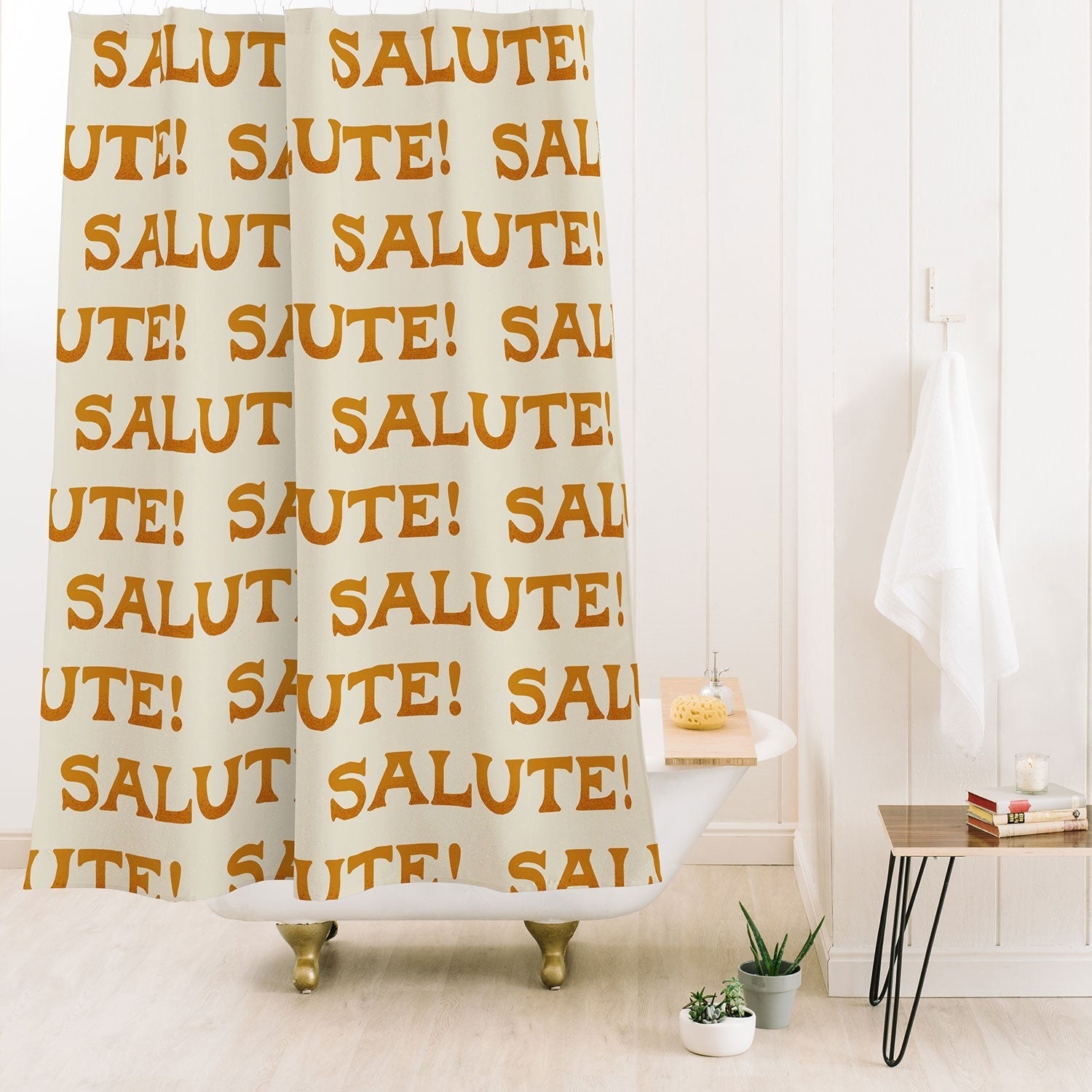 Jessica Molina Salute Gold Pattern on Cream Shower Curtain