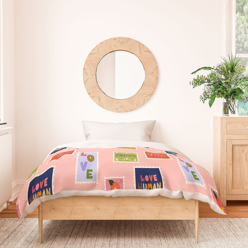 Design by Spark Love Human Made Stamps Duvet Cover