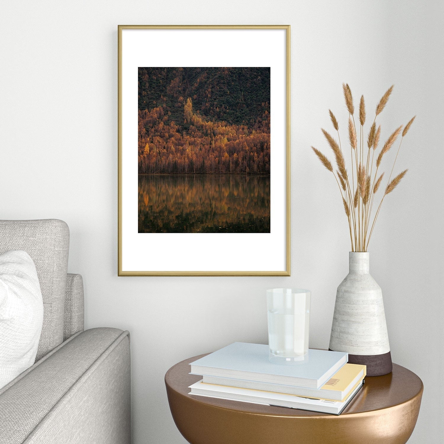 Hannah Kemp Fall Lake Metal Framed Art Print