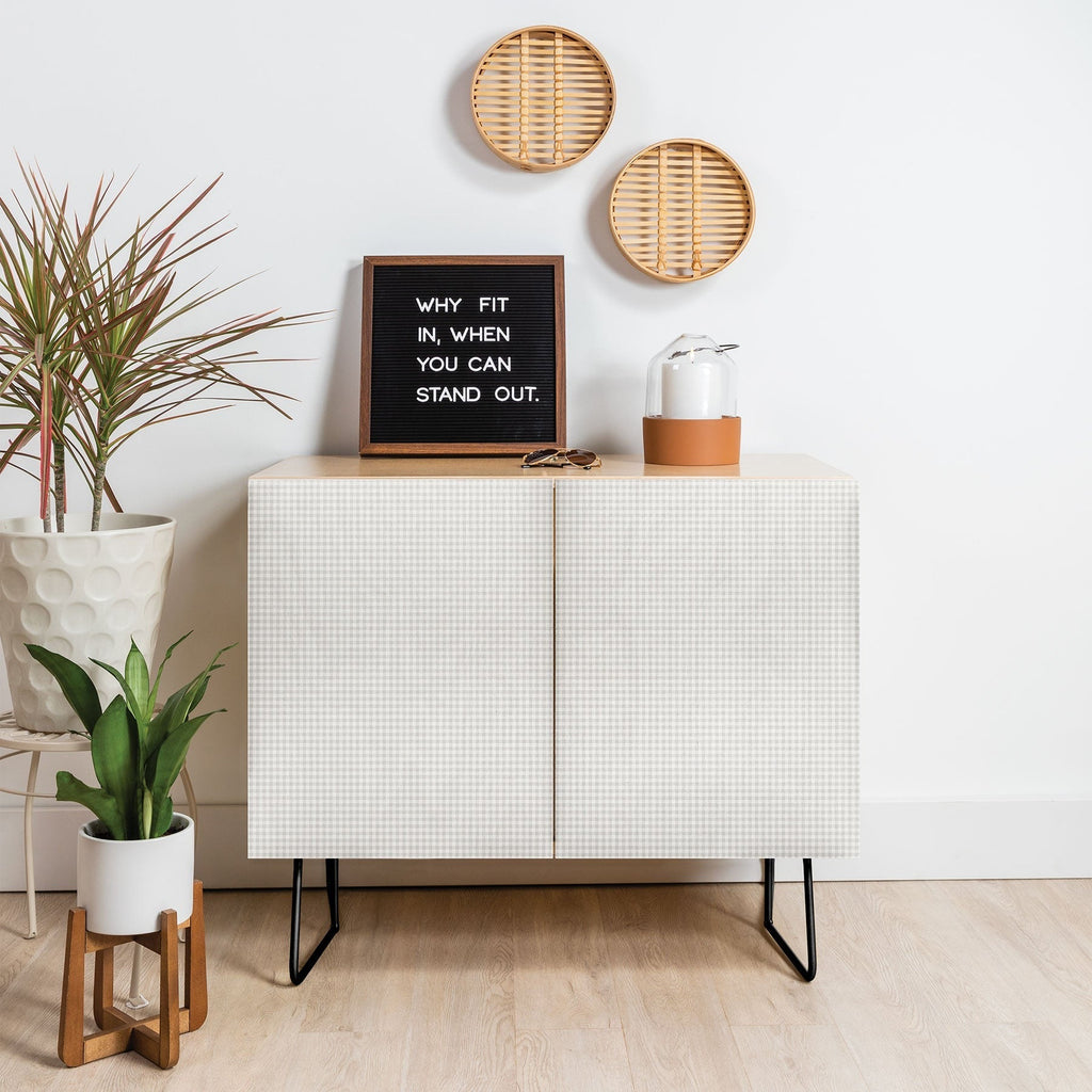 Colour Poems Gingham Plaid Pattern Cloud White Credenza