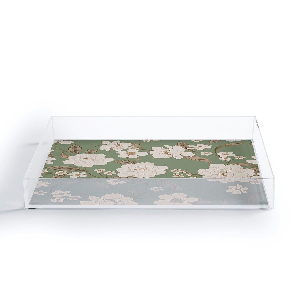 Gabriela Fuente Olive Floral Roberta Acrylic Tray